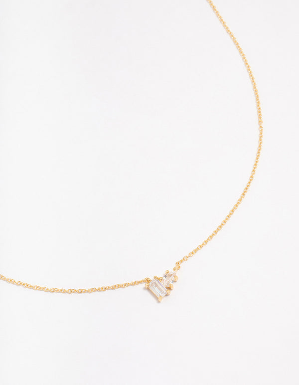 Gold Plated Sterling Silver Cubic Zirconia Pear Pendant Necklace
