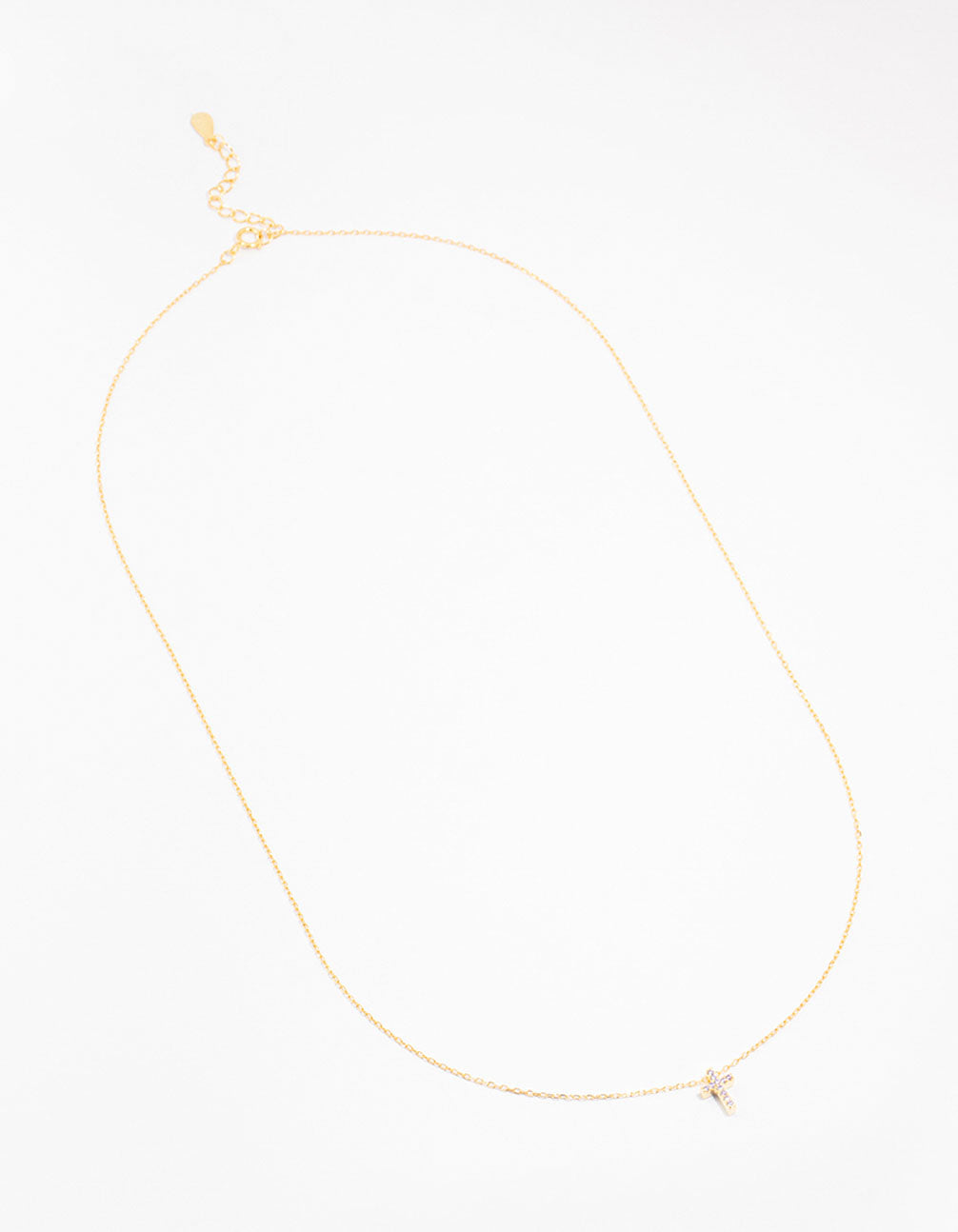 Gold Plated Sterling Silver Cubic Zirconia Cross Necklace