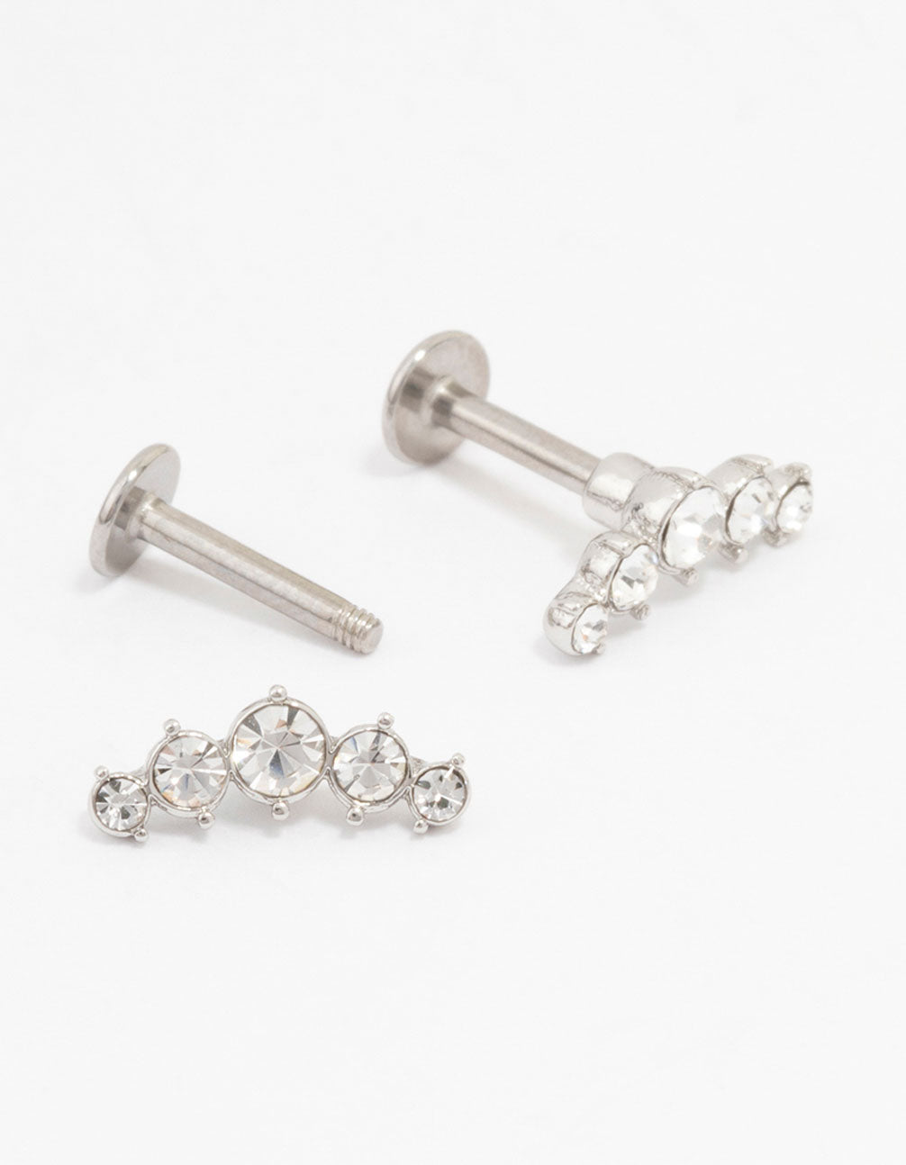 Surgical Steel Round Cubic Zirconia Flat Back 2-Pack