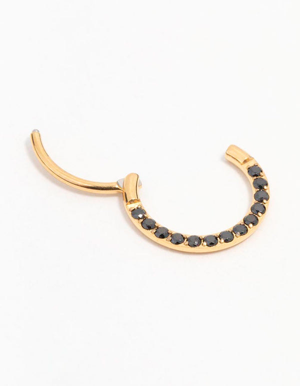 Gold Plated Surgical Steel Cubic Zirconia Clicker Earring 8MM