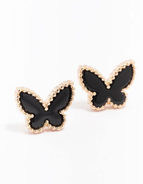 Gold Butterfly Stud Earrings