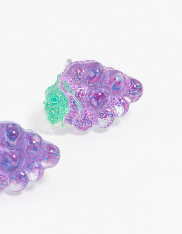Purple Grape Bunch Stud Earrings