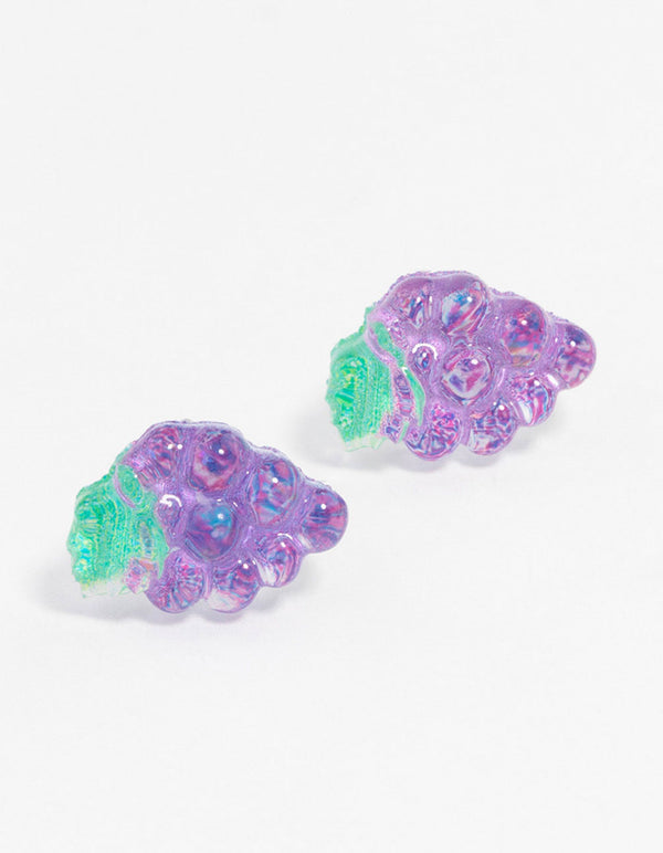Purple Grape Bunch Stud Earrings