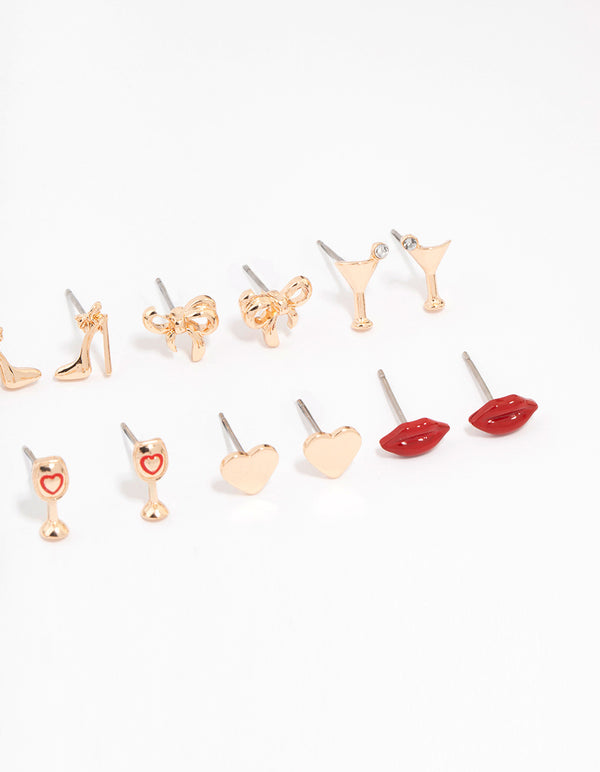 Gold Girls Night Out Earrings 8-Pack