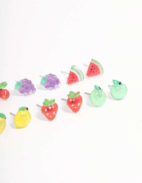 Silver Fruit Salad Earring 8-Pack