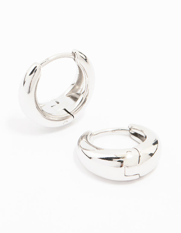Elegant waterproof mini drop huggie earrings crafted from stainless steel front view