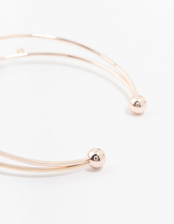 Rose Gold Plated Cubic Zirconia Double Row Butterfly Wrist Cuff