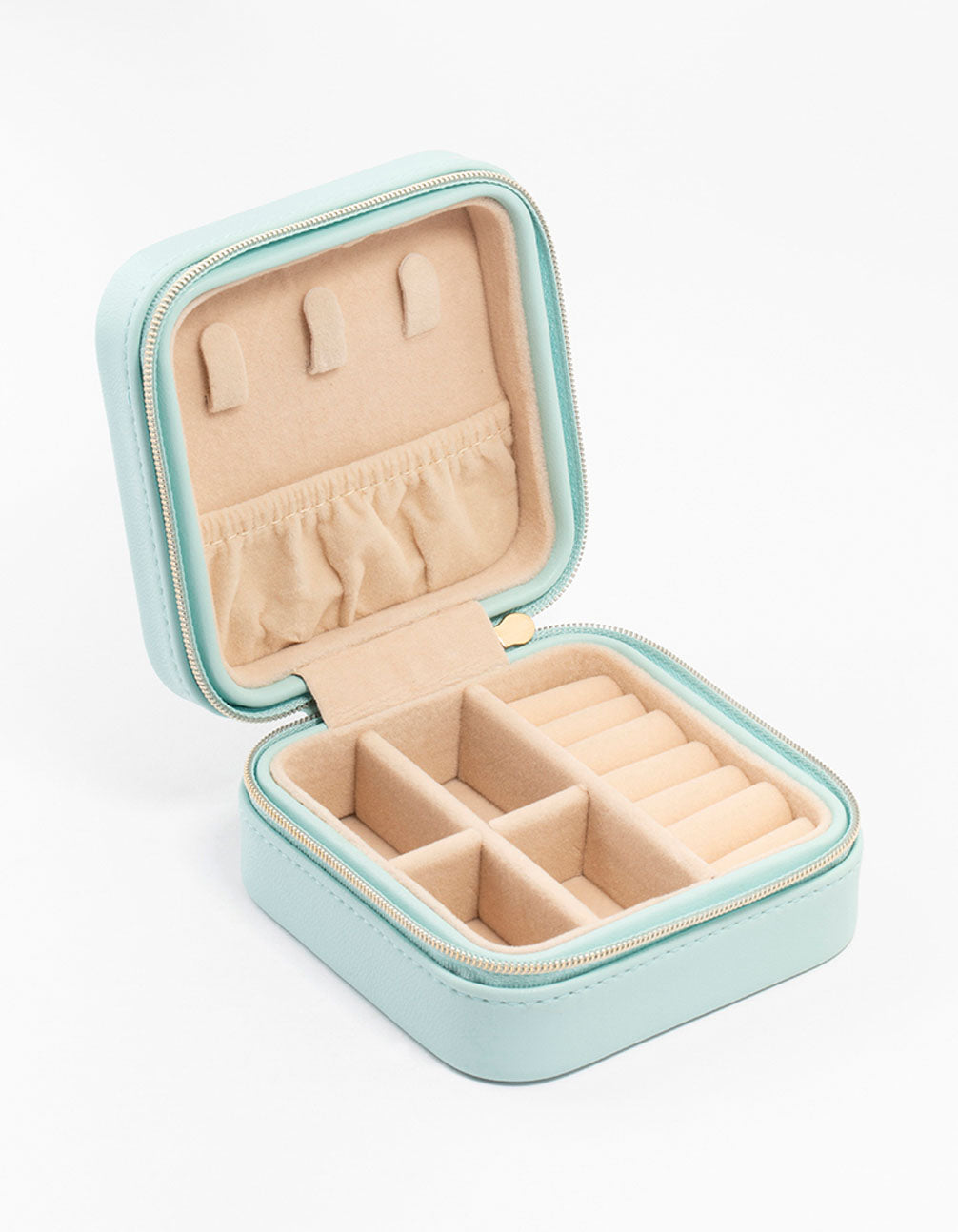 Blue Faux Leather Square Jewellery Case