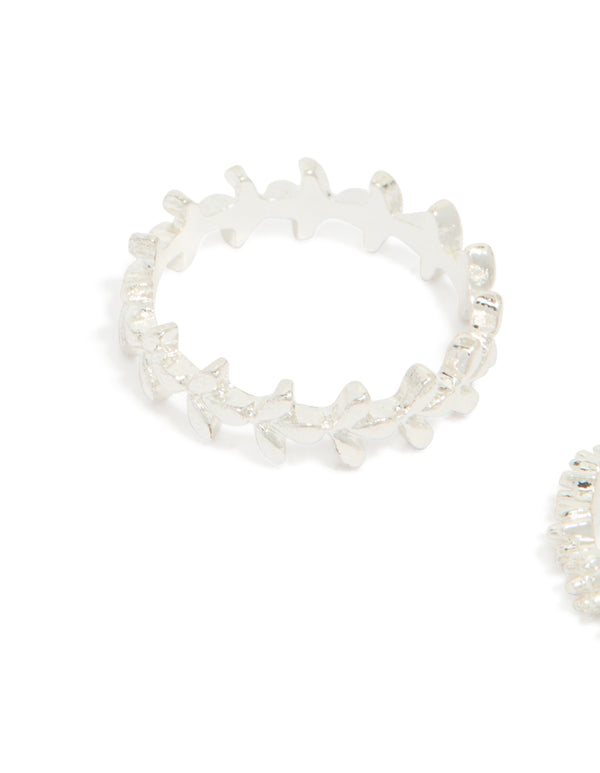 Silver Flower Vine Stacking Ring Pack