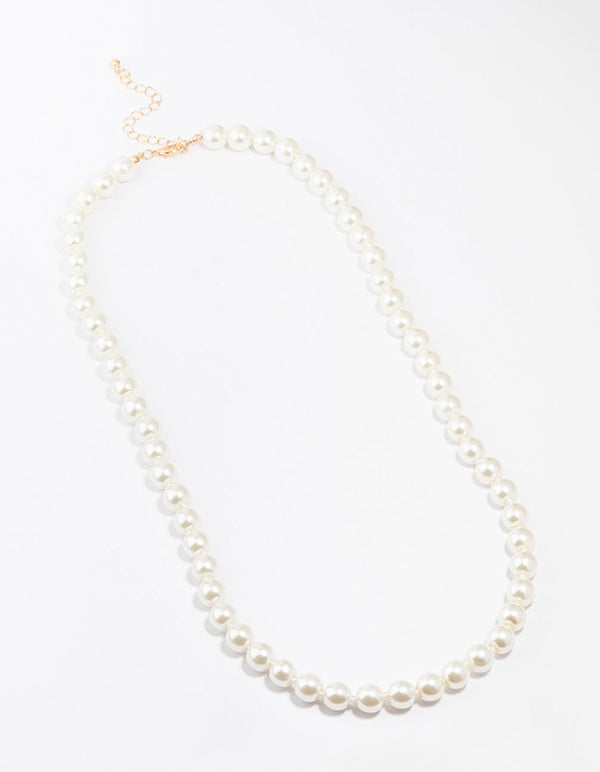 Gold Pearl Station Necklace