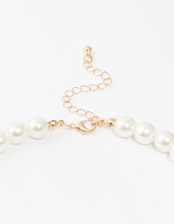 Gold Pearl Station Necklace