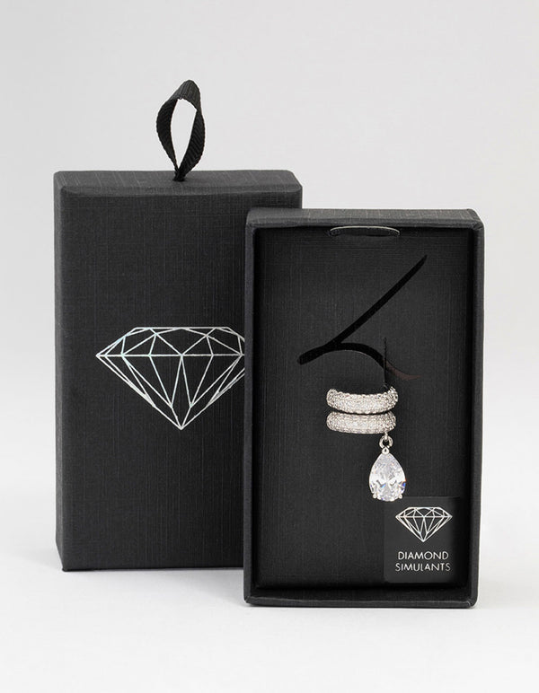 Silver Plated Cubic Zirconia Cuff Earrings 2-Pack