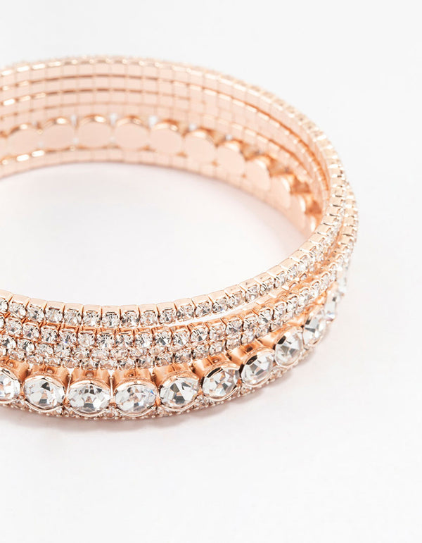 Rose Gold Diamante Layered Bracelet