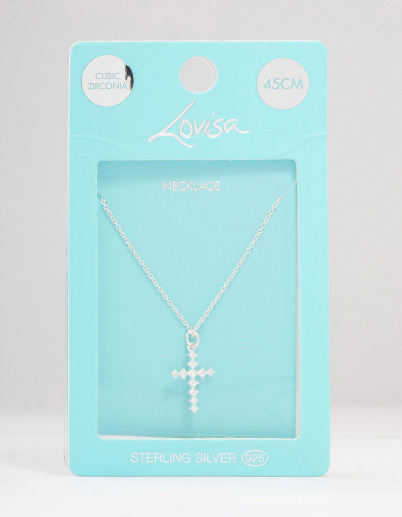Sterling Silver Cubic Zirconia Cross Necklace Lovisa