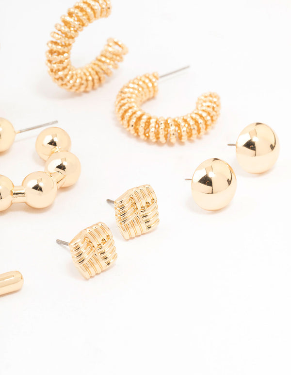 Gold Multi Stud & Hoop Earrings 6-Pack