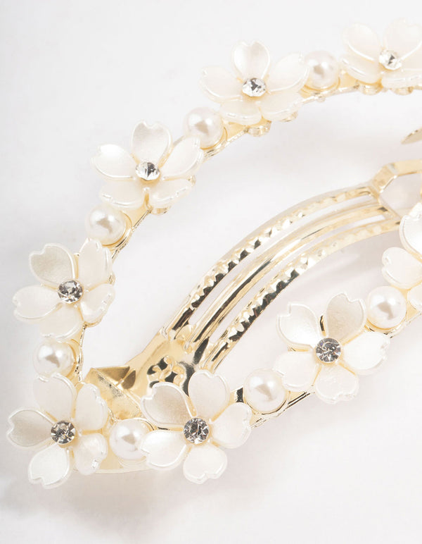 Gold Diamante & Flower Hair Clip