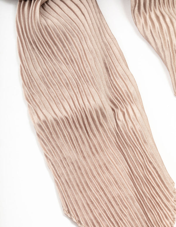 Pleated Rose Satin Fabric Scarf