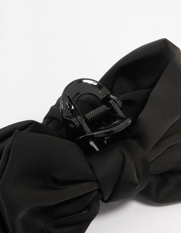 Large Black Fabric Bow Claw Clip