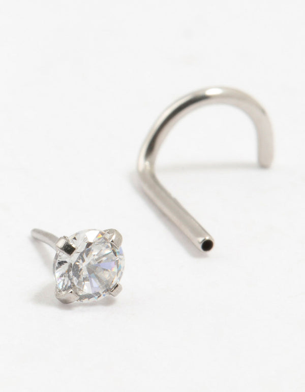Surgical Steel Single Cubic Zirconia Threadless Nose Stud