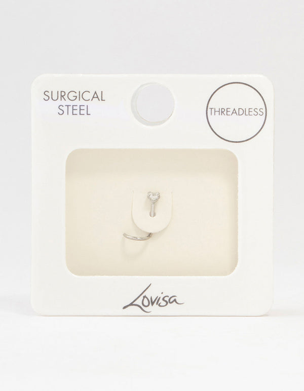 Surgical Steel Single Cubic Zirconia Threadless Nose Stud