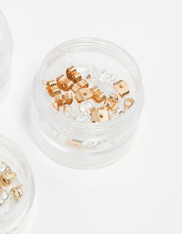 Mixed Gold & Silver 3 Tubs Earring Backs