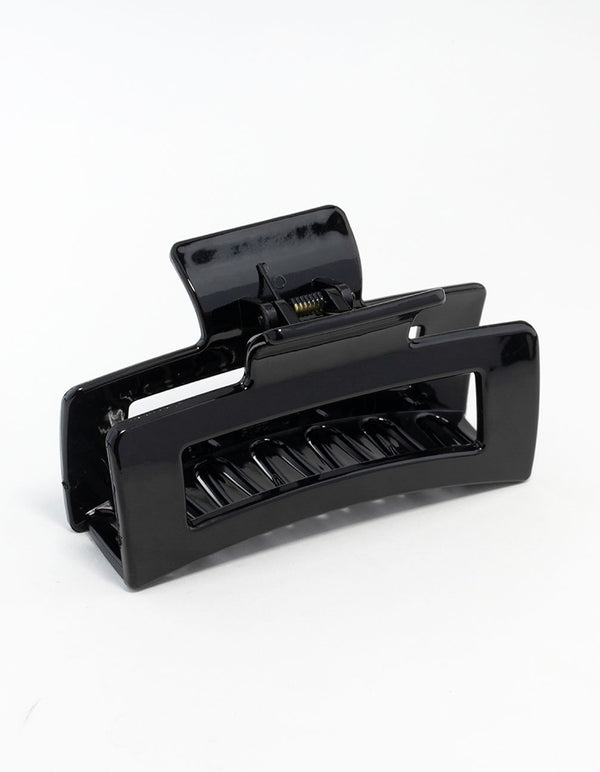 Large Shiny Black Coated Claw Clip
