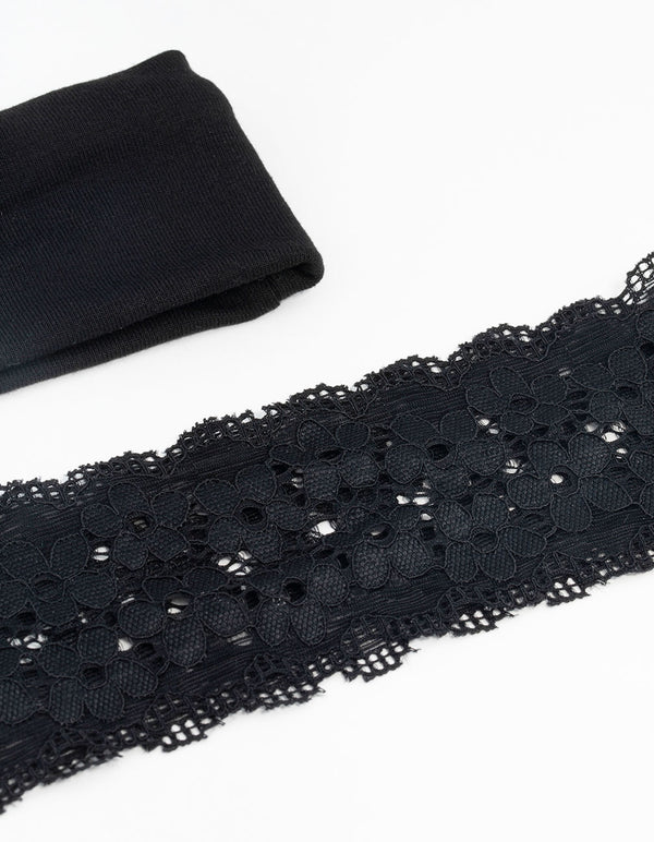 Black Plain & Lace Headbands 2-Pack