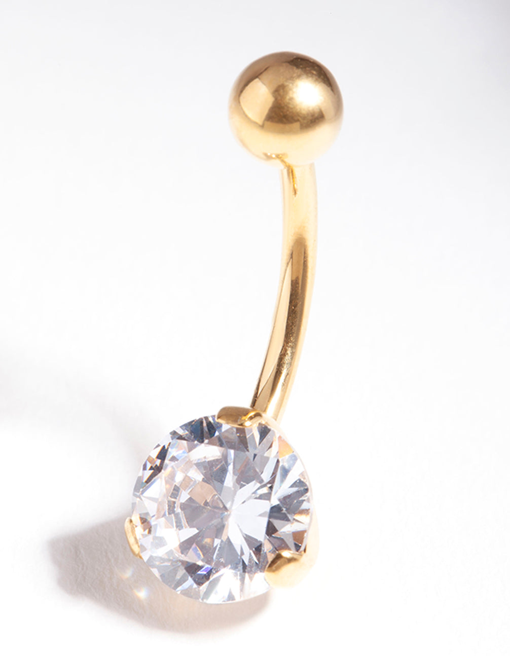 Gold Plated Titanium Classic Diamante Belly Bar