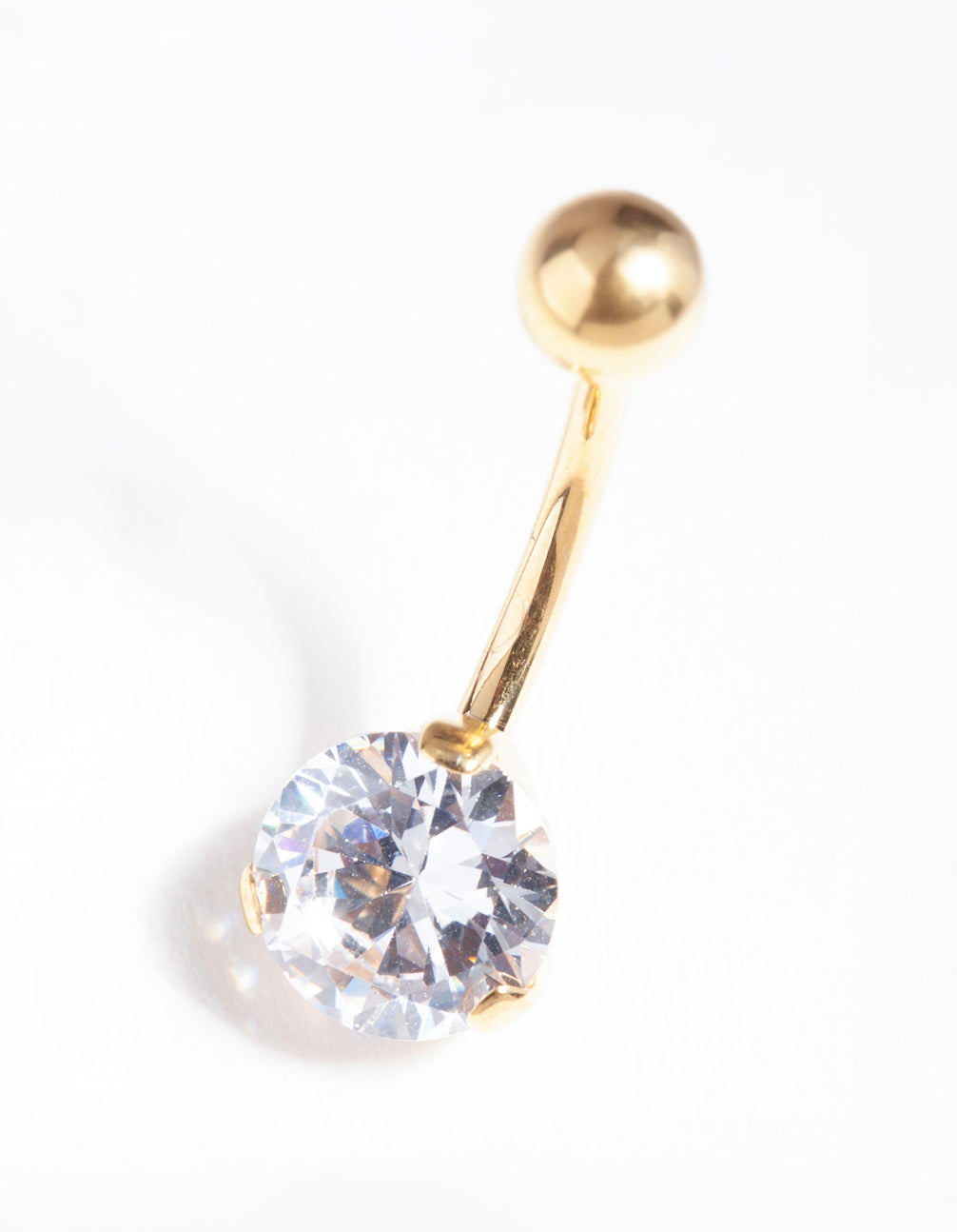 Gold Plated Titanium Classic Diamante Belly Bar