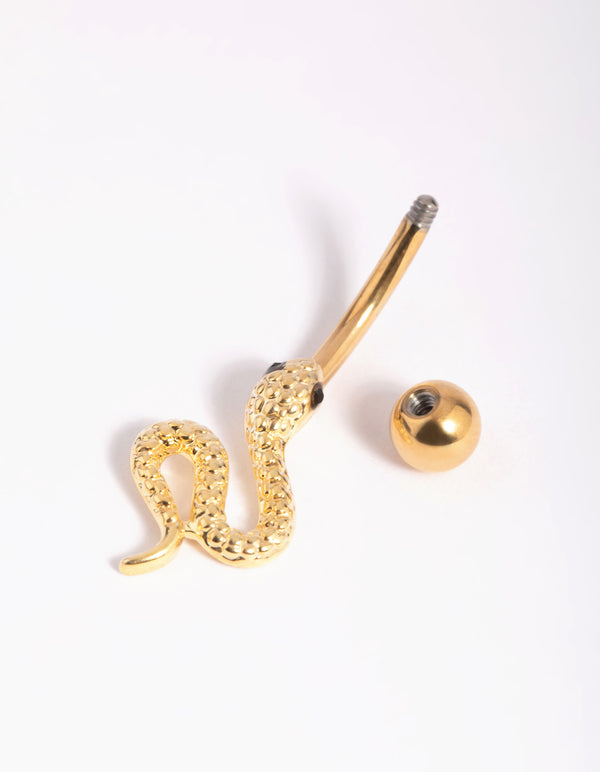 Gold Plated Titanium Textured Snake Belly Bar