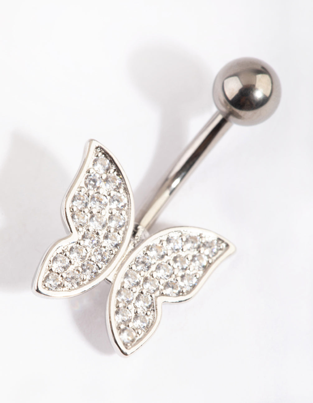 Titanium Pave Butterfly Belly Ring