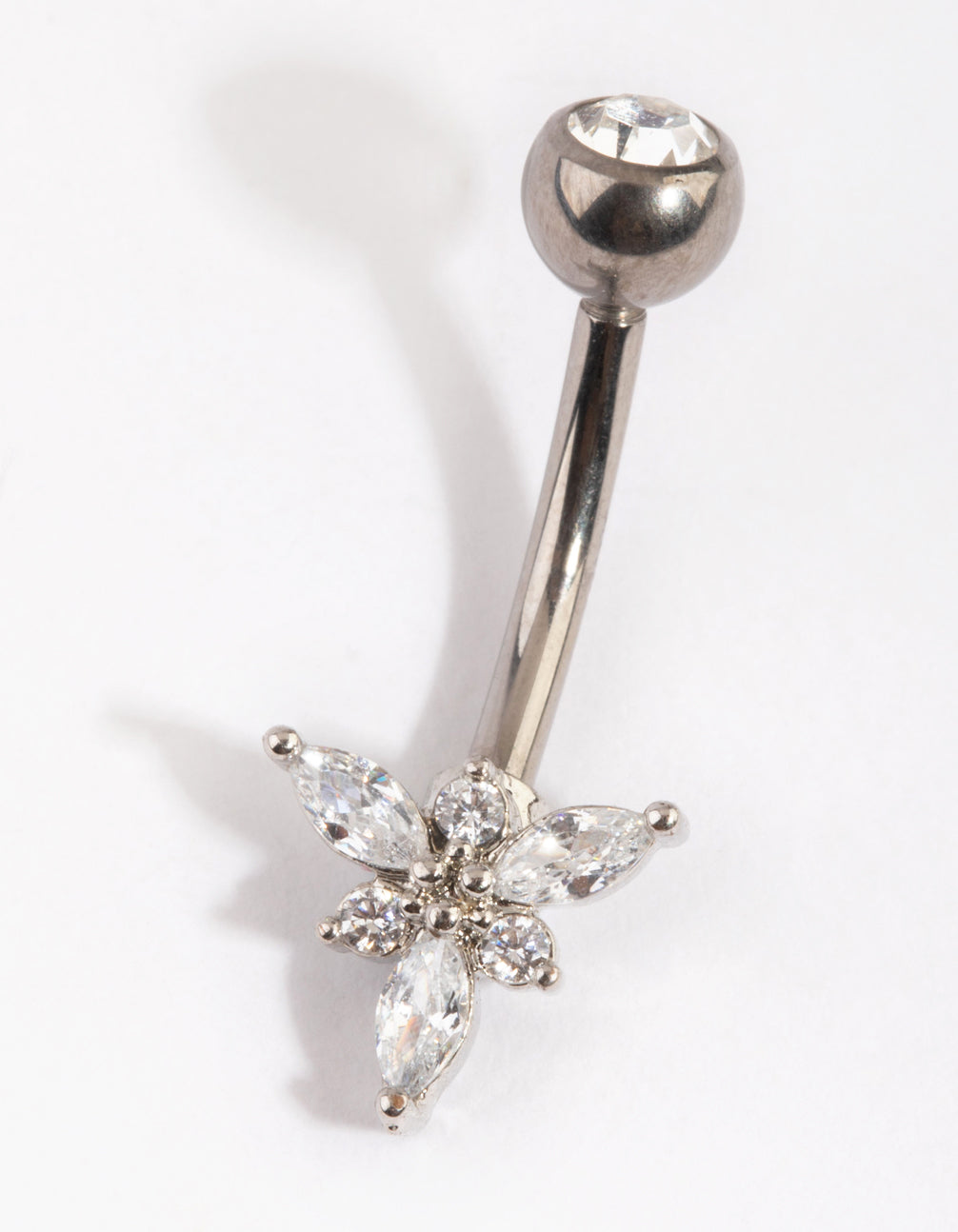 Titanium Elegant Diamante Belly Ring