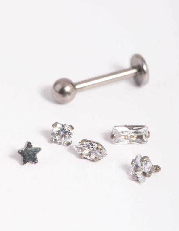Titanium Cubic Zirconia Flat Backs 6-Pack