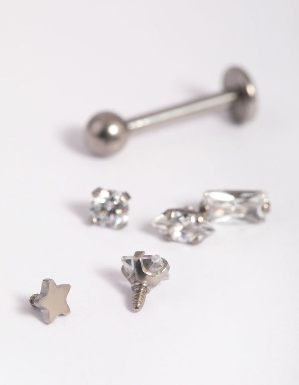 Titanium Cubic Zirconia Flat Backs 6-Pack