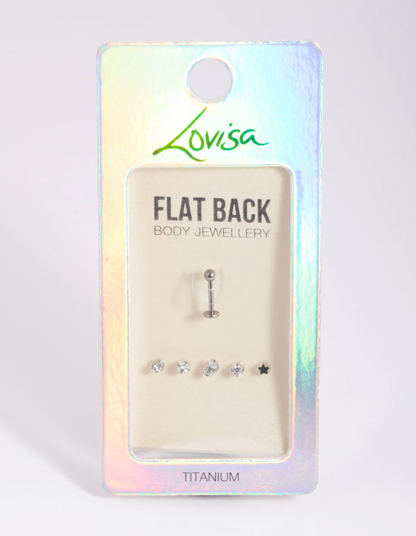 Titanium Cubic Zirconia Flat Backs 6-Pack