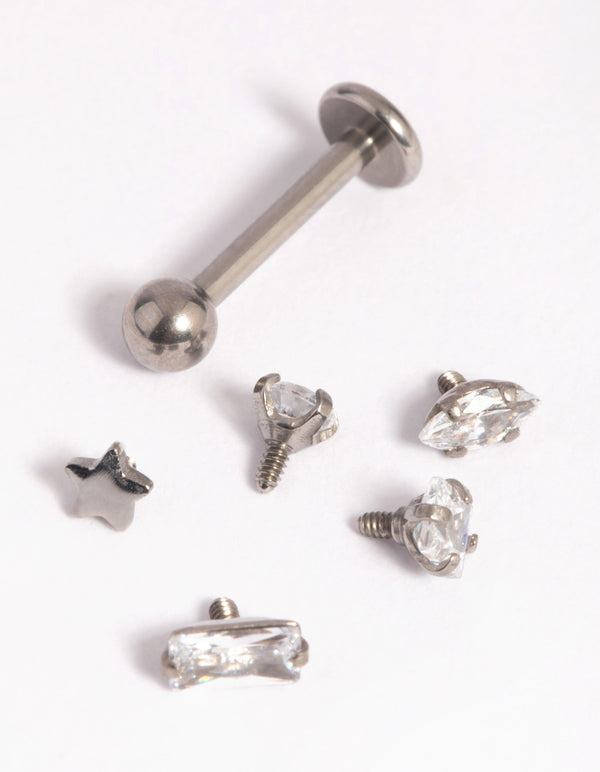 Titanium Cubic Zirconia Flat Backs 6-Pack