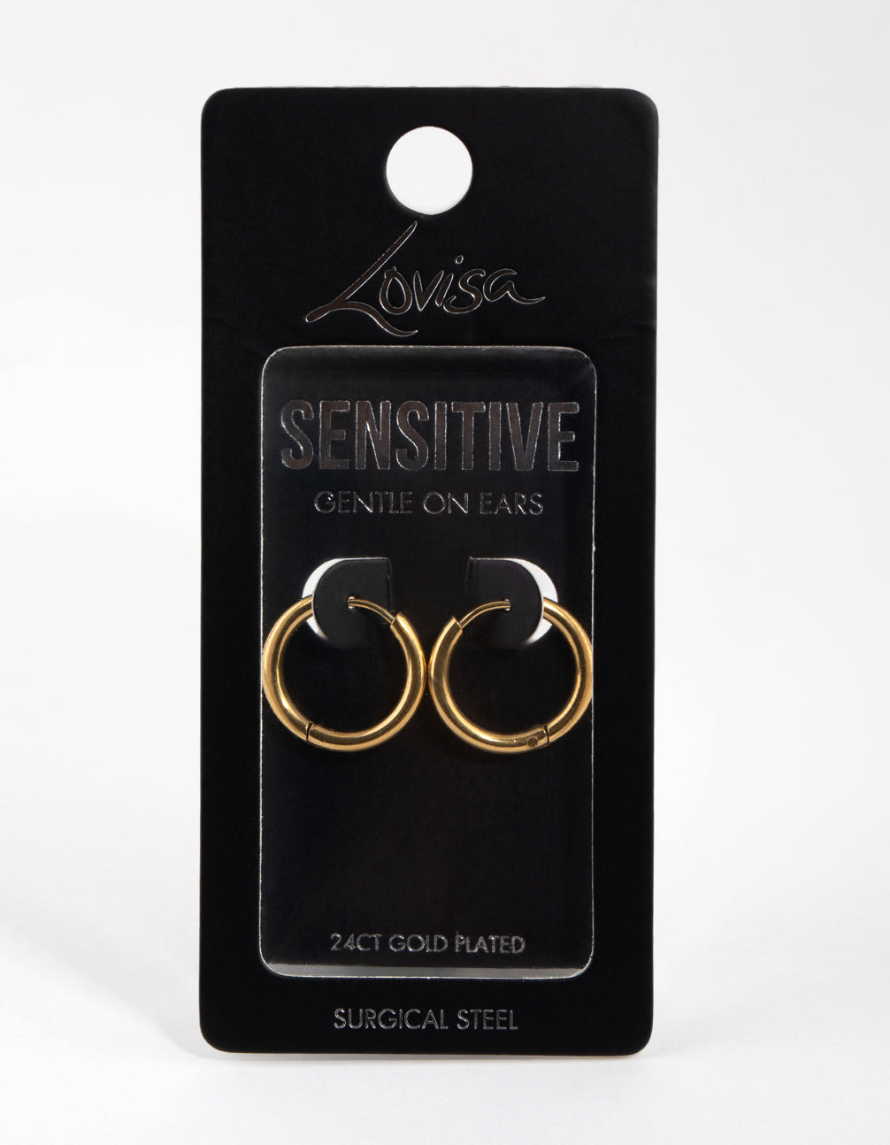 Gold Plated Surgical Steel Medium Polished Hoop Earrings