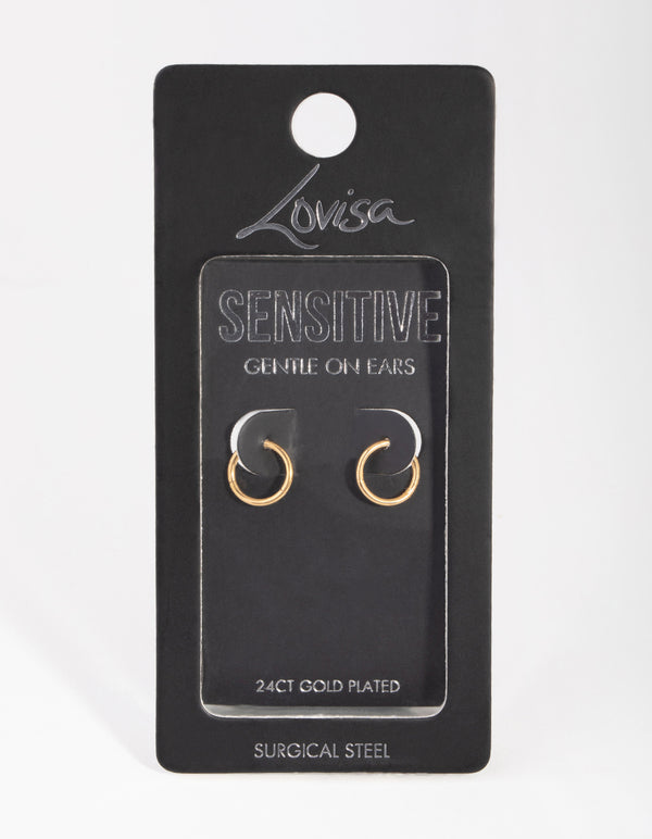 Fine Gold Plated Surgical Steel Sleeper Earrings 8MM