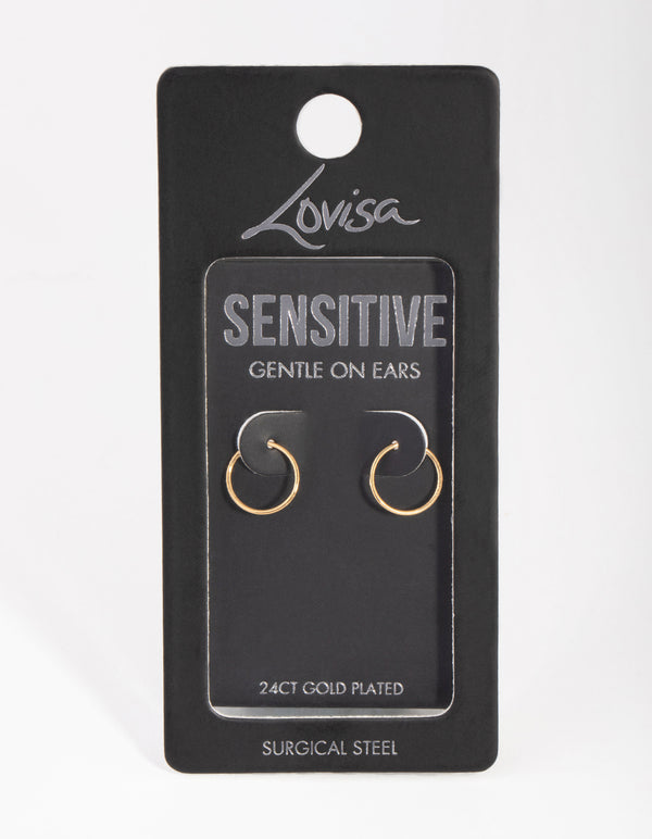 Gold Plated Surgical Steel Sleeper Earrings 10MM