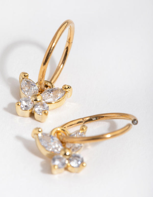 Gold Plated Surgical Steel Butterfly Sleeper Earrings