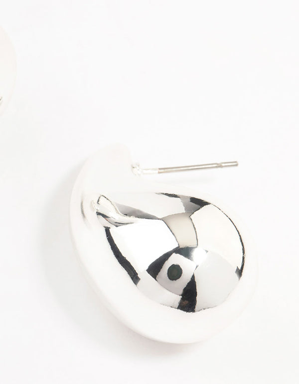 Silver Plated Teardrop Bubble Stud Earrings