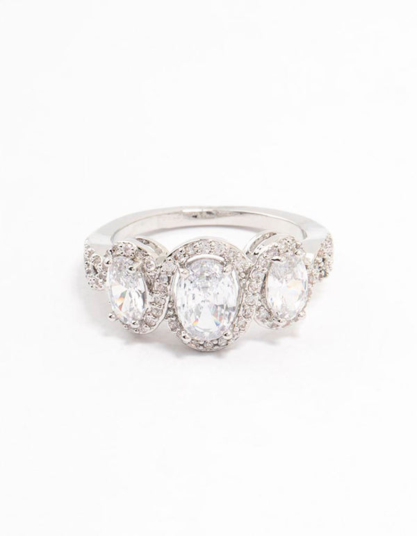 Silver Oval Trio Cubic Zirconia Ring