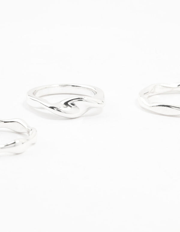 Silver Plated Irregular Stacking Rings 3-Pack