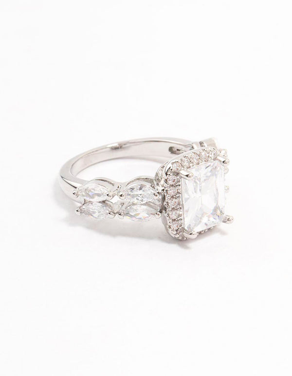Silver Eloquent Cubic Zirconia Rectangular Ring