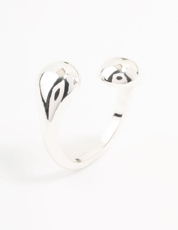 Statement sphere wrapped ring in silver plated finish close up view