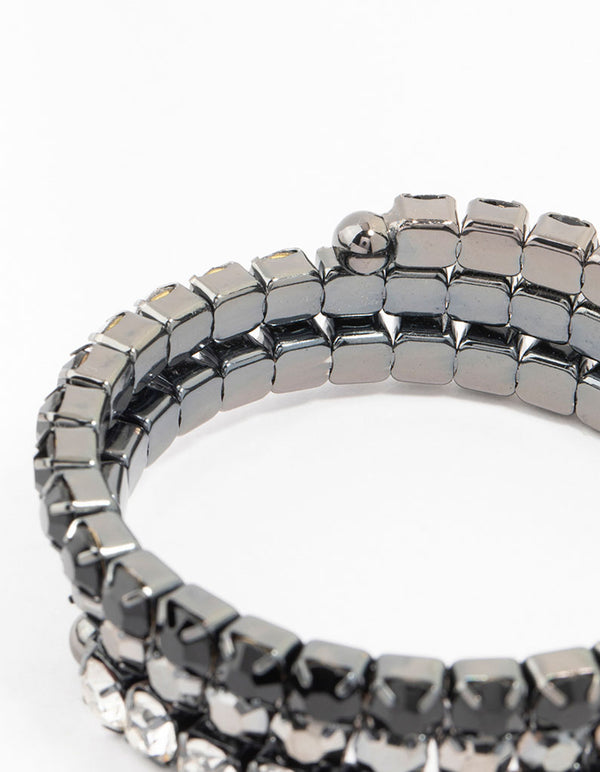 Black Silver Diamante Wrist Cuff