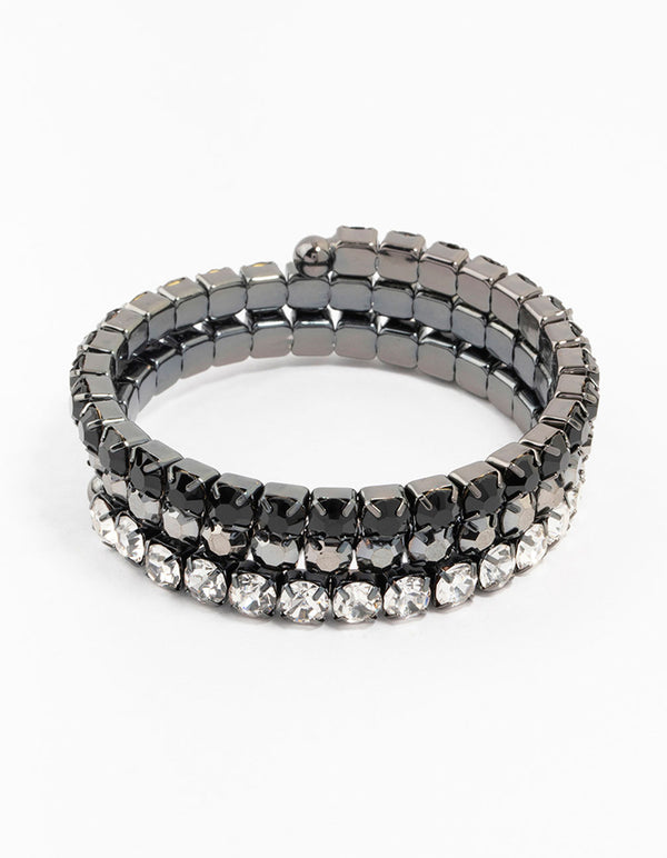 Black Silver Diamante Wrist Cuff