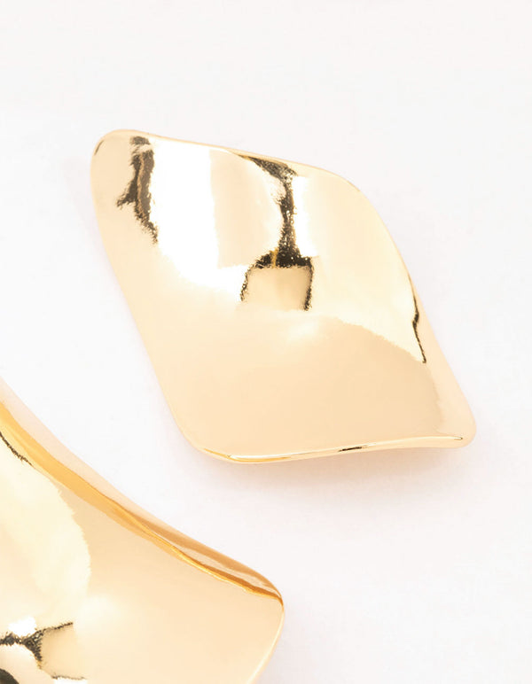 Gold Plated Large Petal Stud Earrings