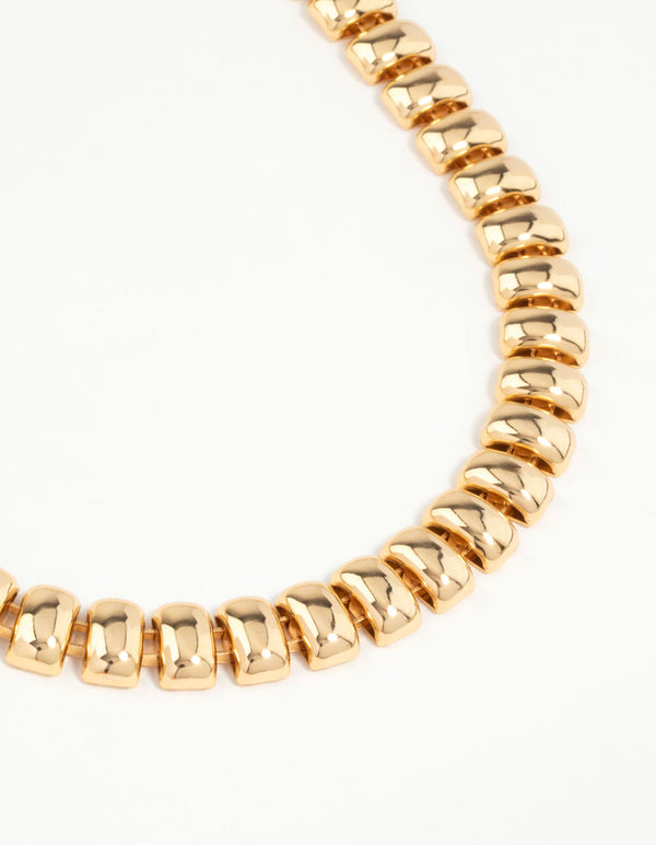 Gold Plated Textured Rectangle Necklace