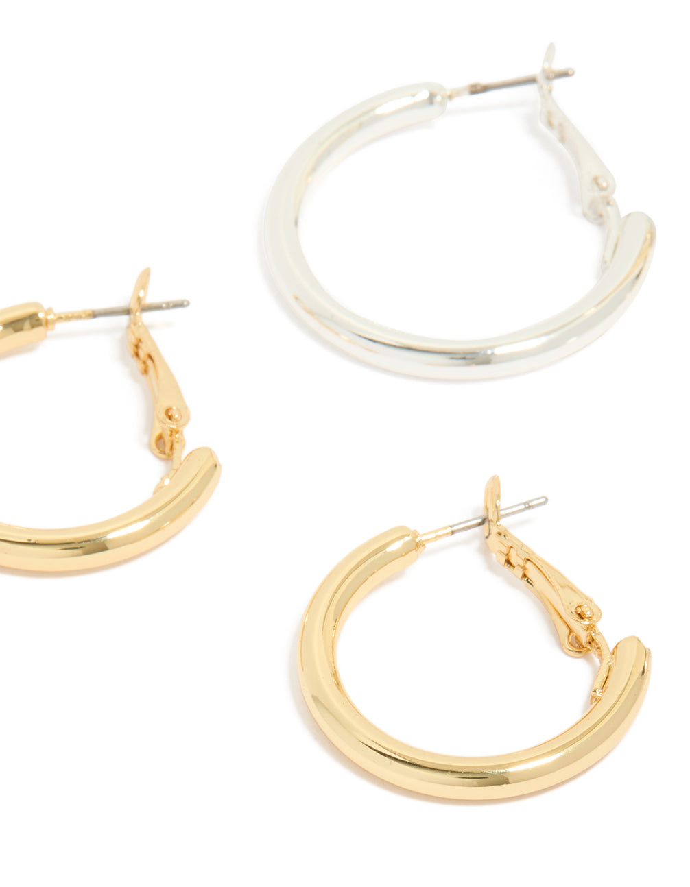 Mixed Metals Basic Thick Hoop Earrings 3-Pack